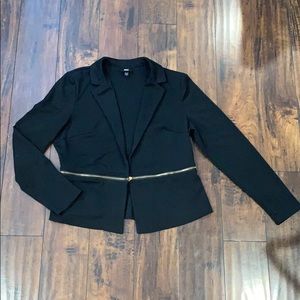 Black Blazer with Zipper Detail